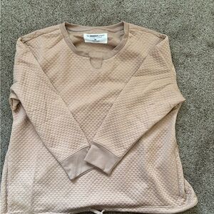 Quilted Crewneck Sweatshirt in Beige
